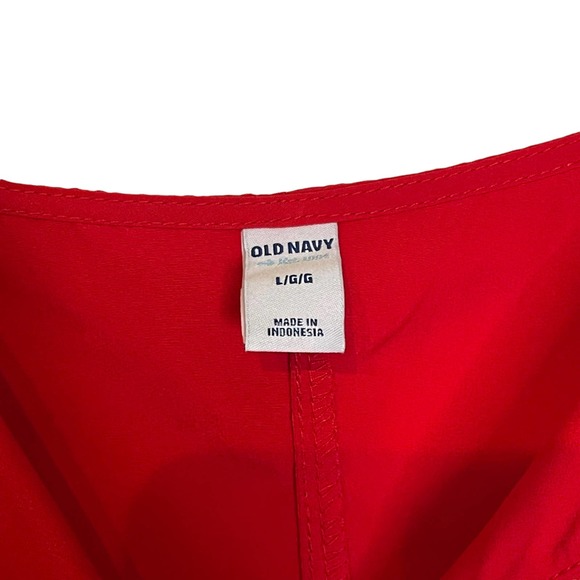 Old Navy V Neck Pockets Roll up Tab Long Sleeve Shift Dress Red Women Large - Picture 8 of 10